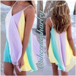 Cotton Candy Color-block Chiffon Dress XXL Plus